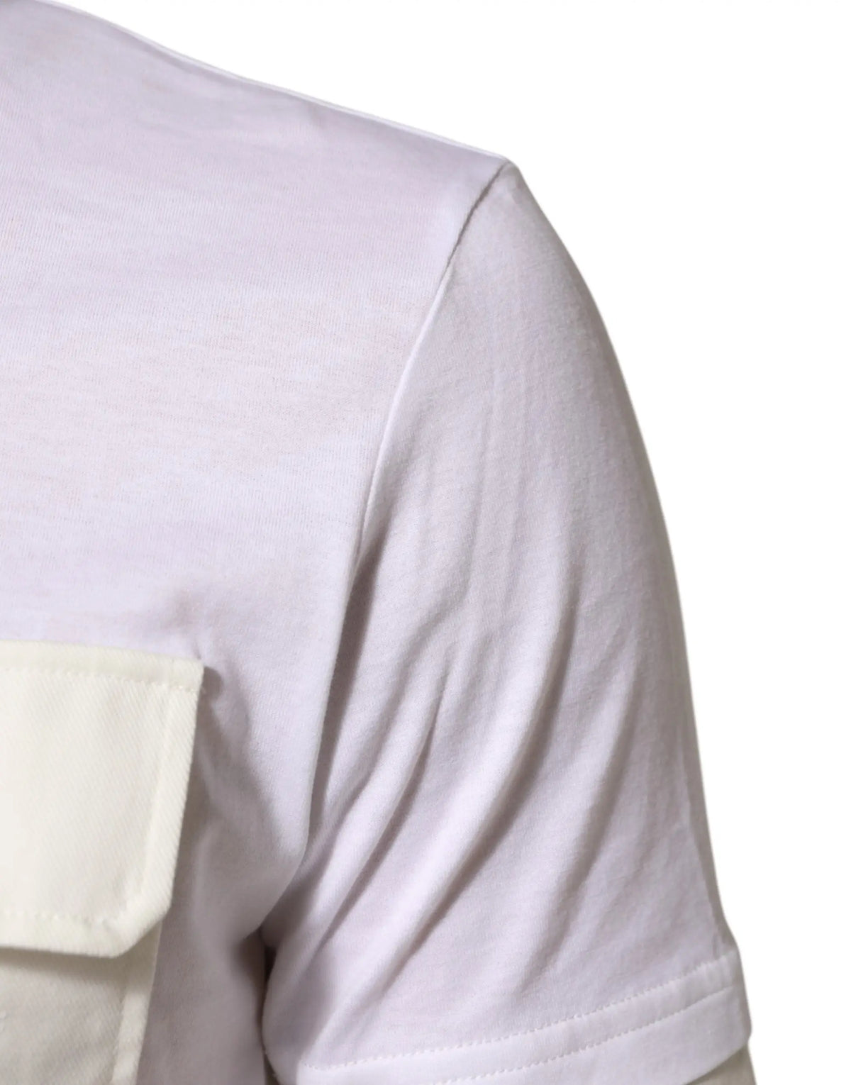 T-shirt blanc en coton dolce & gabbana avec poche crème contrastante manches courtes