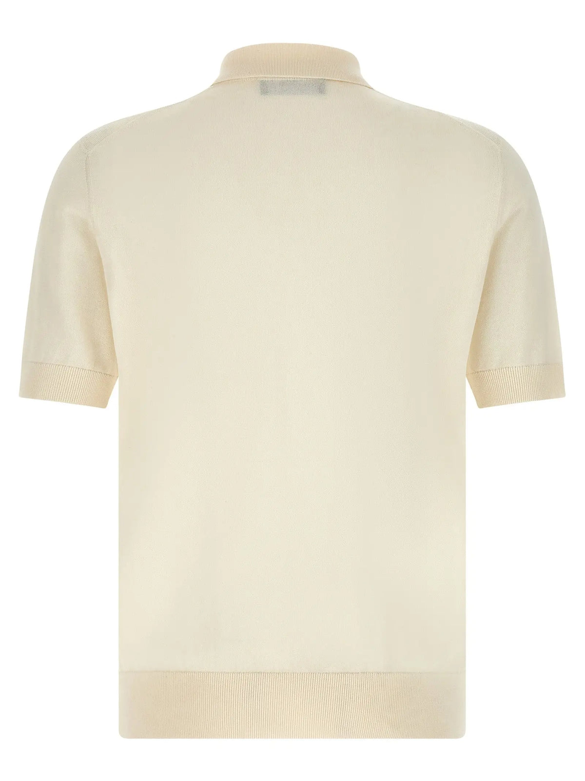 Chemise polo crème en coton à manches courtes avec poignets et ourlet côtelés dolce & gabbana