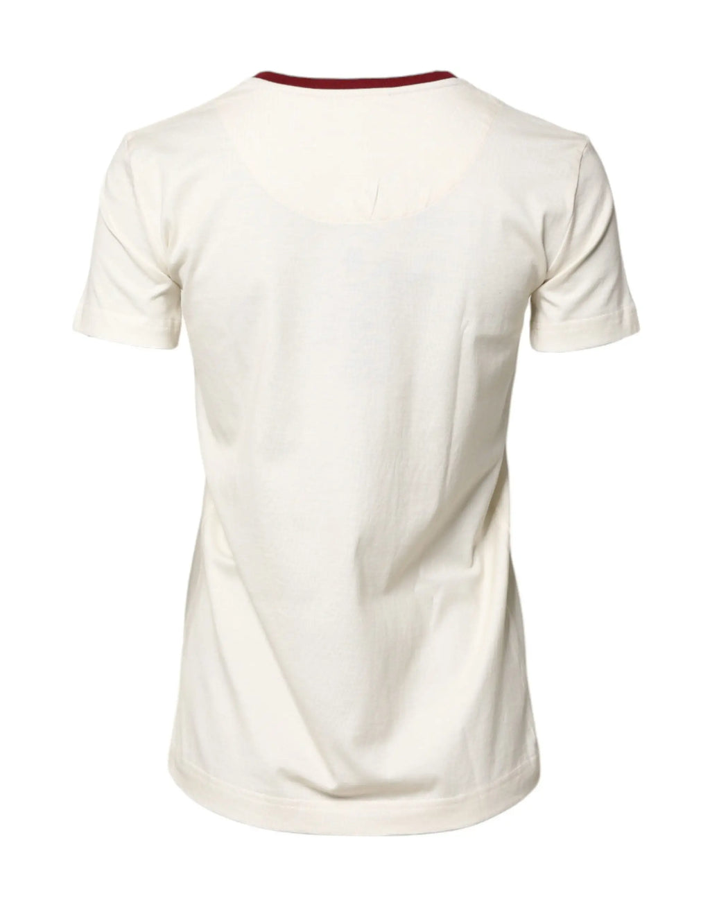 Dolce & gabbana t-shirt blanc en coton à manches courtes avec col rond côtelé marron crème