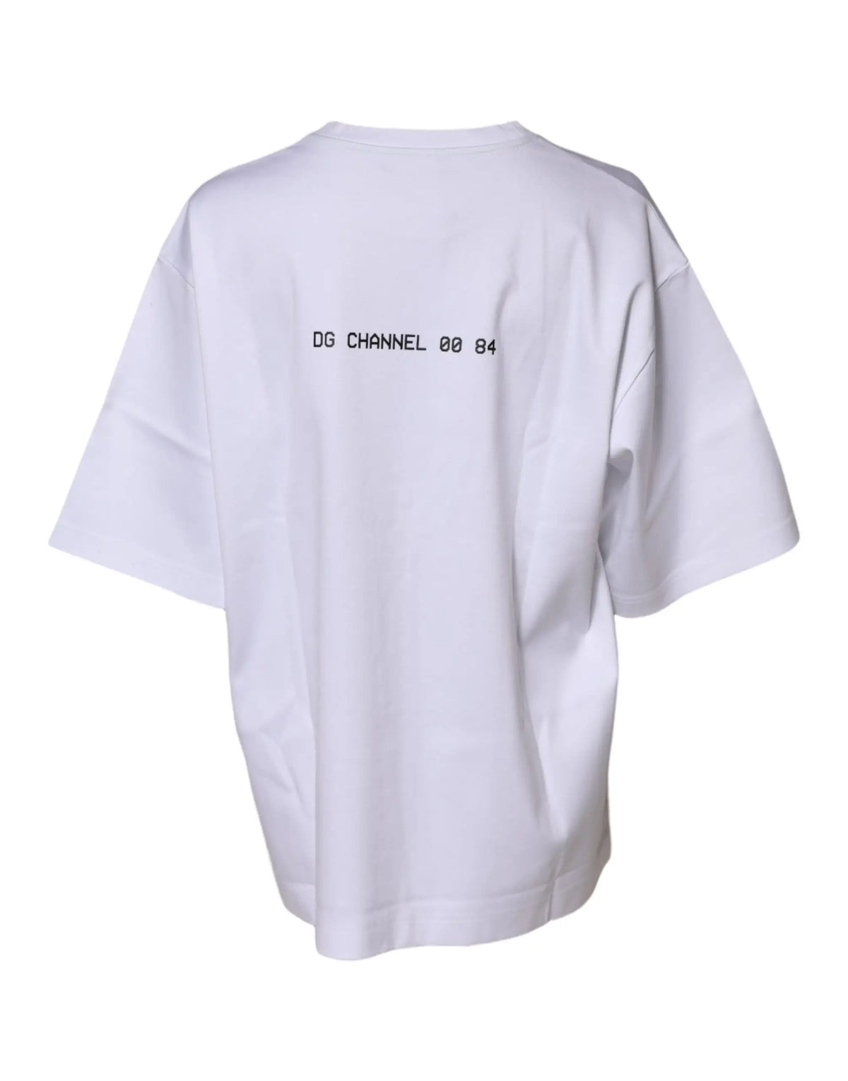 T-shirt blanc en coton dolce & gabbana manches courtes avec texte dg channel 80 84 imprimé au dos