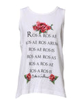 Top blanc sans manches en coton dolce gabbana avec design floral rose imprimé et logo noir