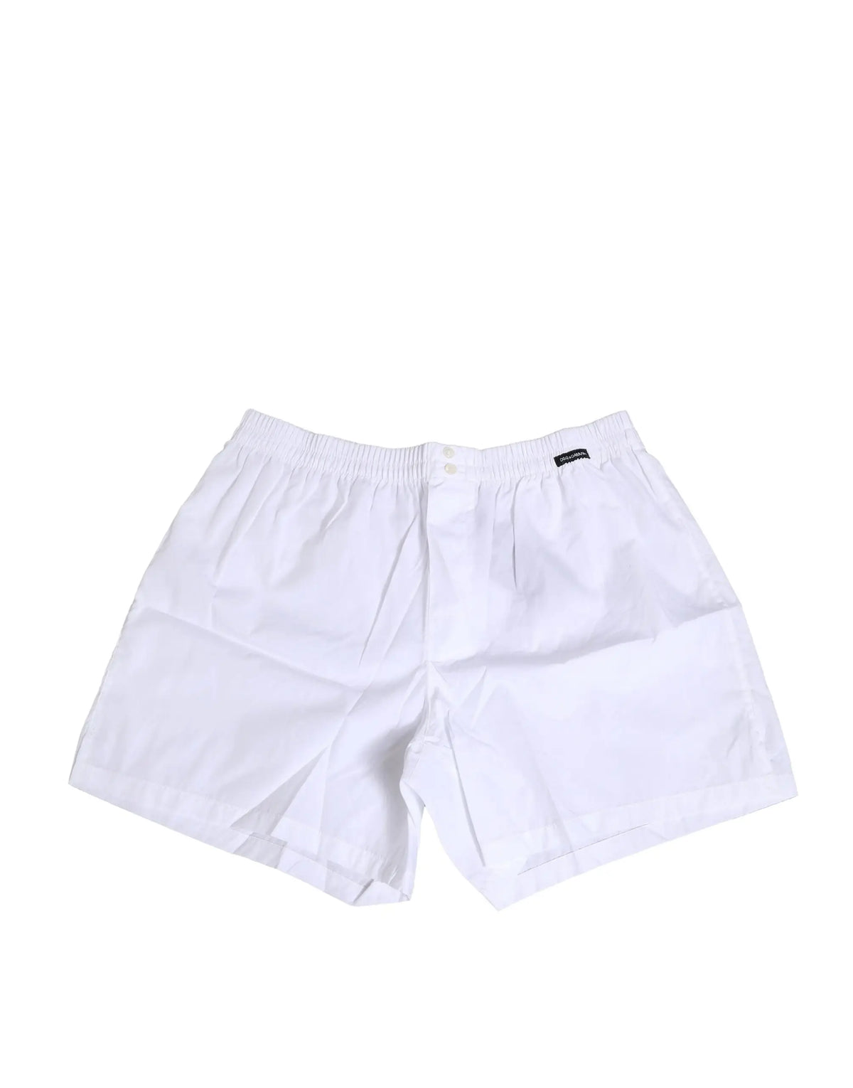 Dolce & gabbana boxer blanc en coton avec taille élastique et petite étiquette noire de la marque