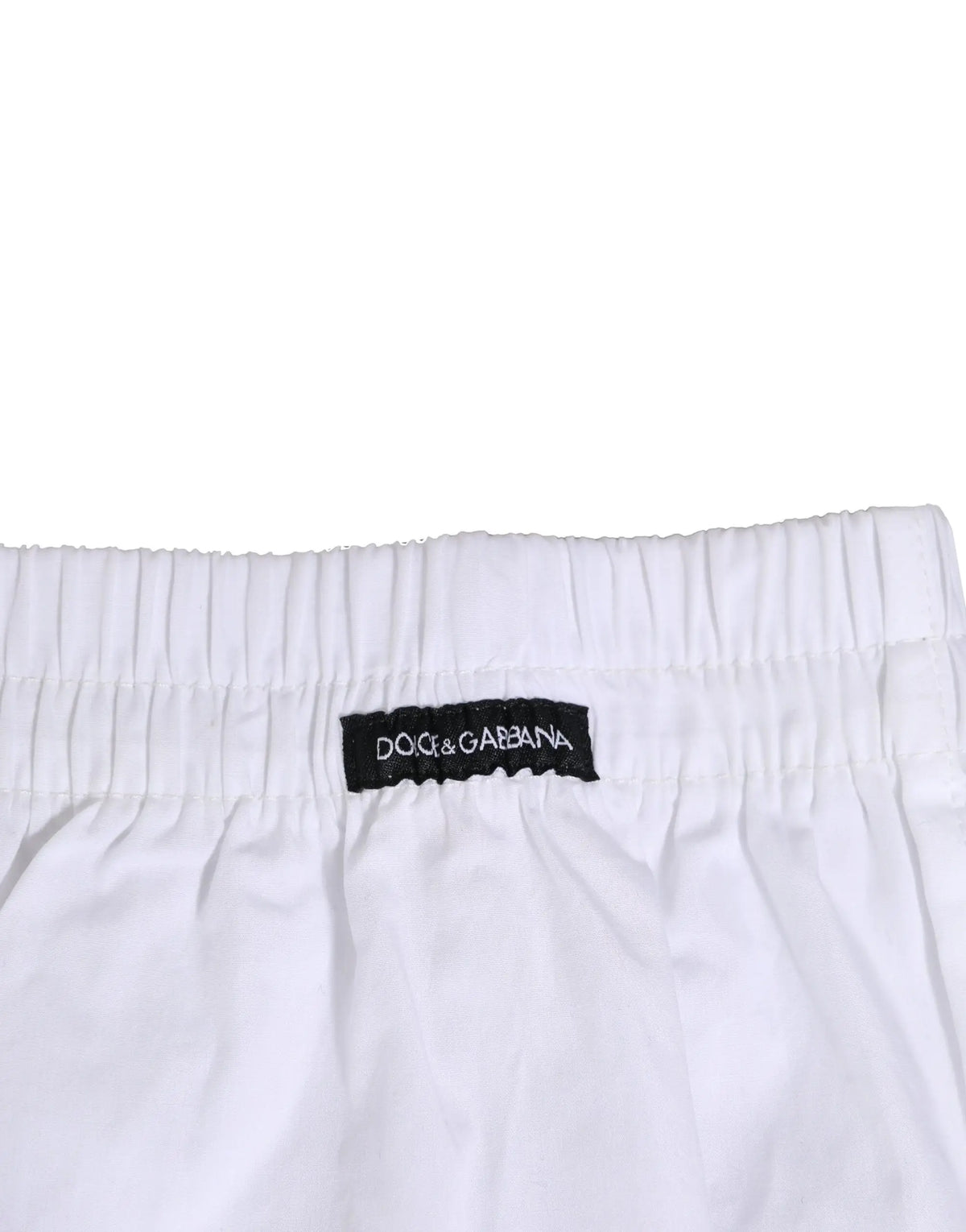 Dolce & gabbana white cotton regular boxer shorts with black brand label at the waistband