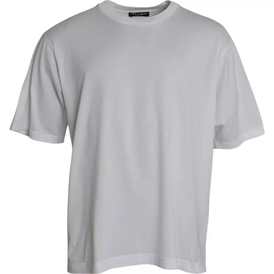 T-shirt blanc oversize dolce & gabbana en coton doux avec col rond et manches courtes au design minimaliste