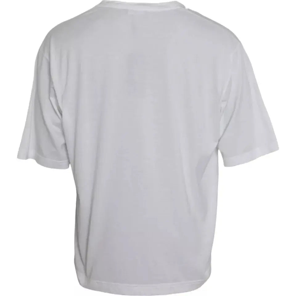 Dolce & gabbana t-shirt blanc en coton à manches courtes et coupe décontractée col rond