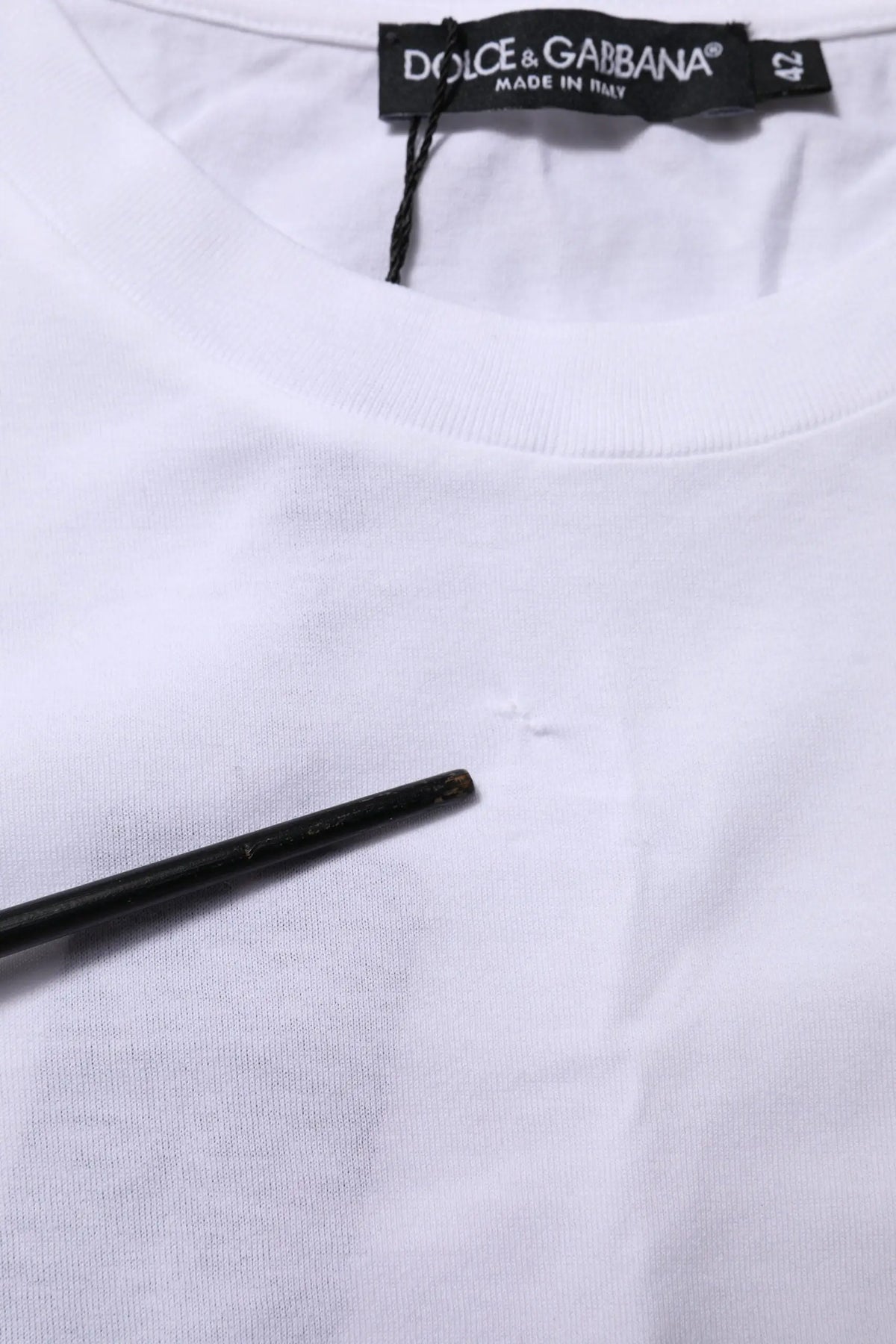 T-shirt dolce gabbana blanc en coton à col rond et manches courtes avec étiquette noire made in italy