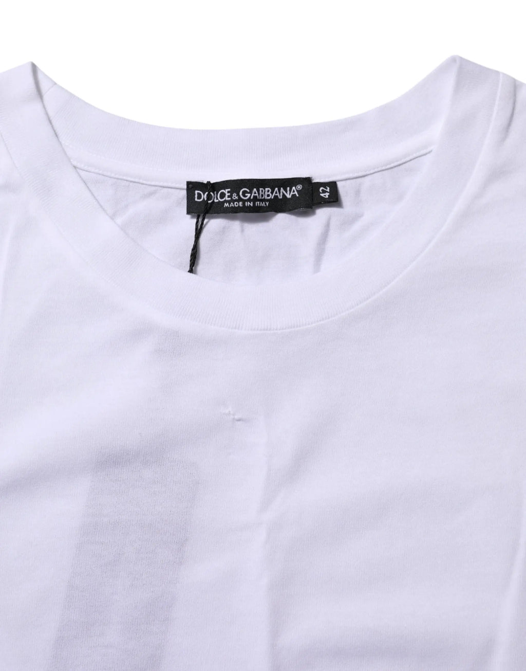 T-shirt dolce & gabbana blanc en coton à col rond et manches courtes avec étiquette noire made in italy