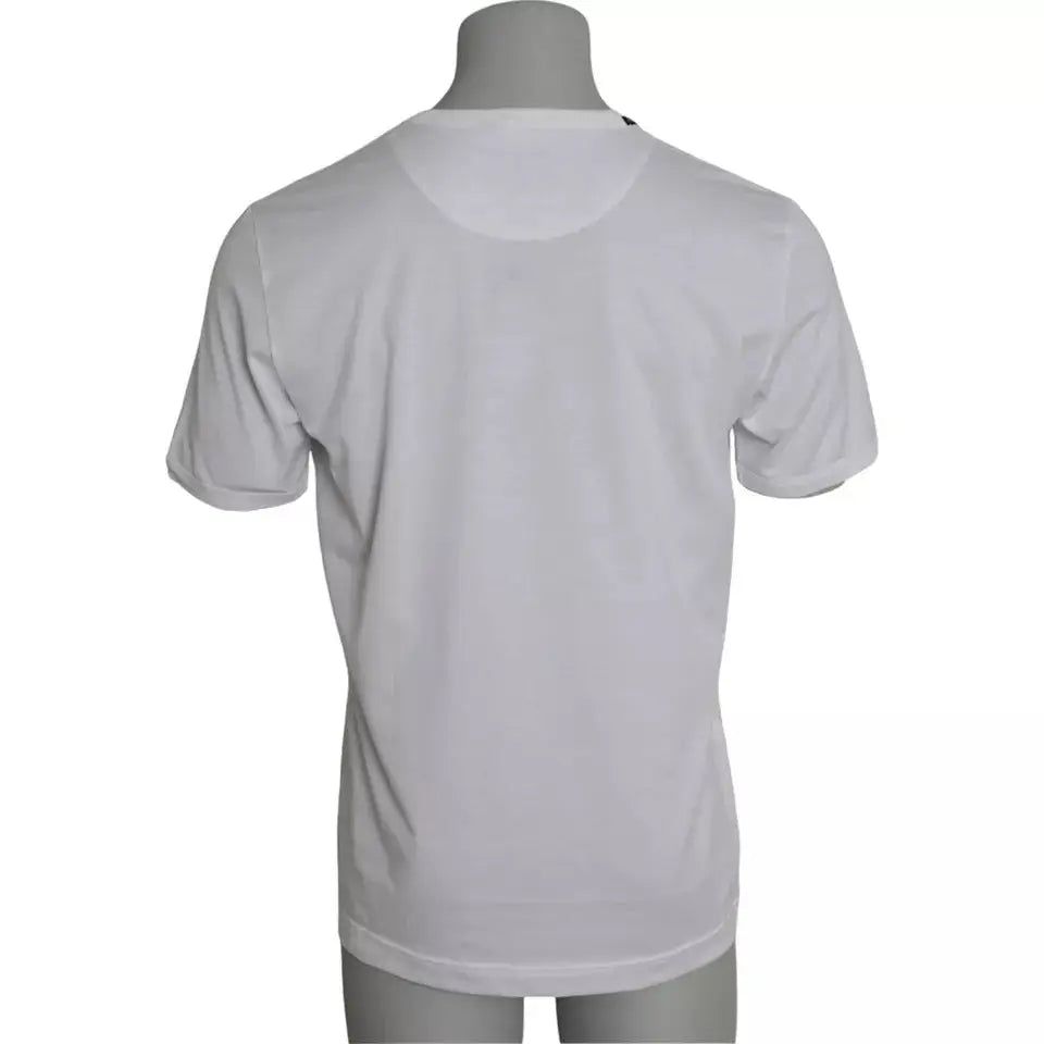 Dolce & gabbana t shirt blanc en coton manches courtes col rond présenté sur mannequin