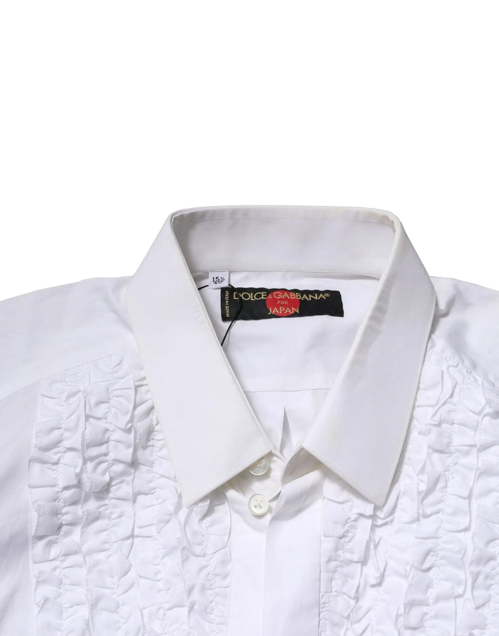 Chemise blanche dolce gabbana en coton avec col net et détails volantés pour tenue formelle