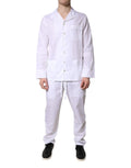 Ensemble de pyjama dolce & gabbana en coton blanc avec chemise boutonnée et pantalon assorti pour dormir