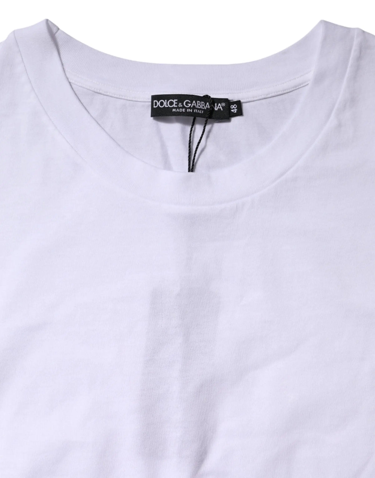 T-shirt blanc dolce & gabbana en coton avec col rond classique et étiquette noire made in italy