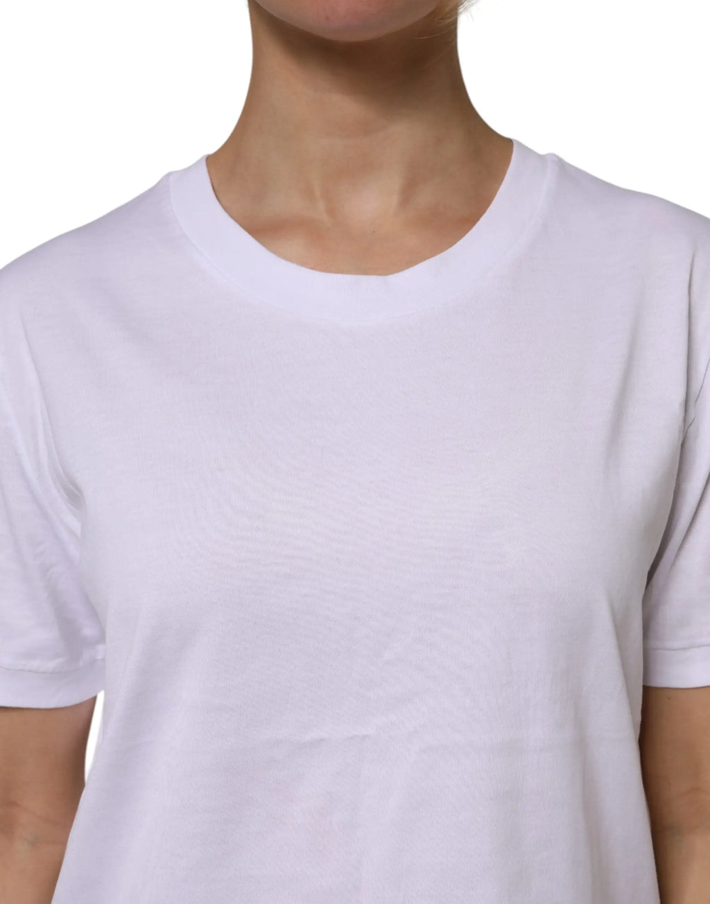 T-shirt dolce & gabbana blanc en coton manches courtes col rond style crew-neck