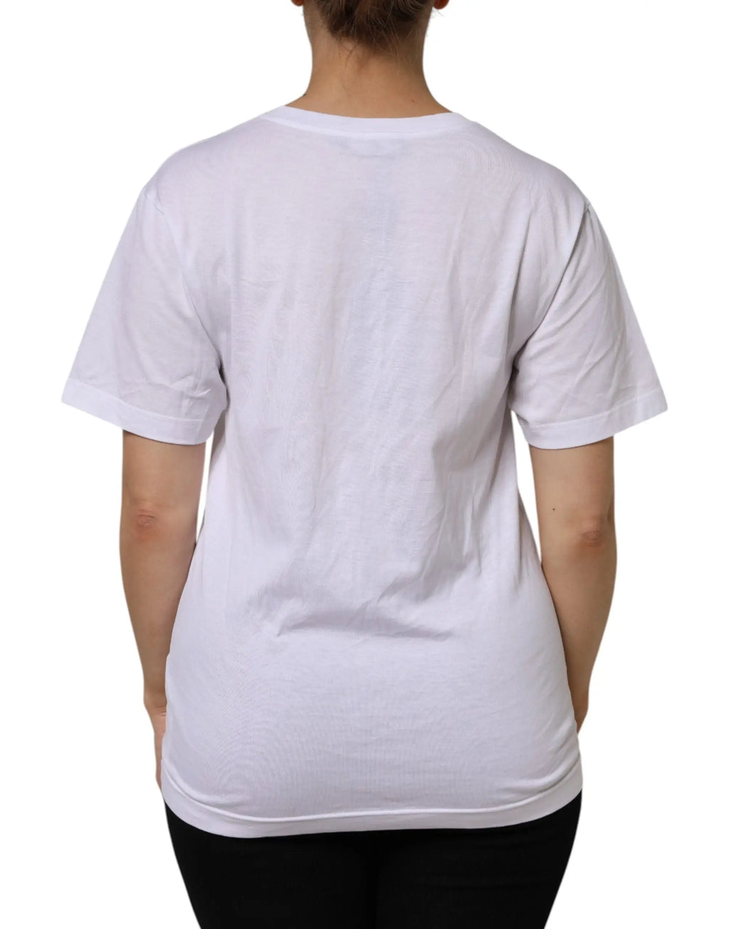 T-shirt dolce & gabbana blanc en coton avec col en v simple et manches courtes