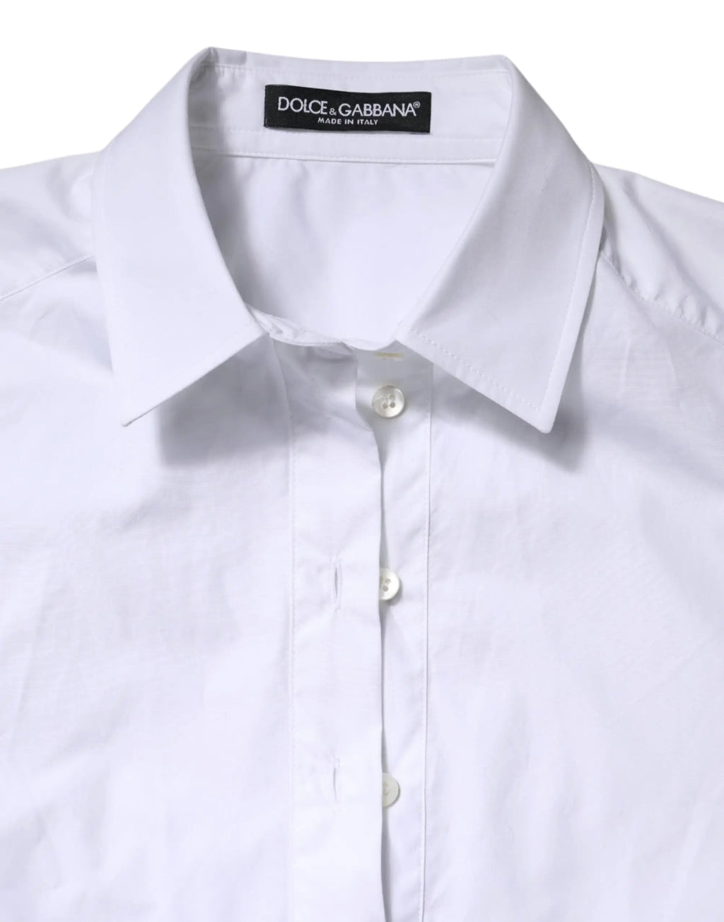 Chemise polo blanche dolce gabbana en coton avec col net et boutons assortis manches courtes