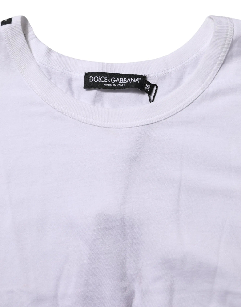 T-shirt blanc dolce & gabbana en coton avec manches courtes et étiquette noire made in italy