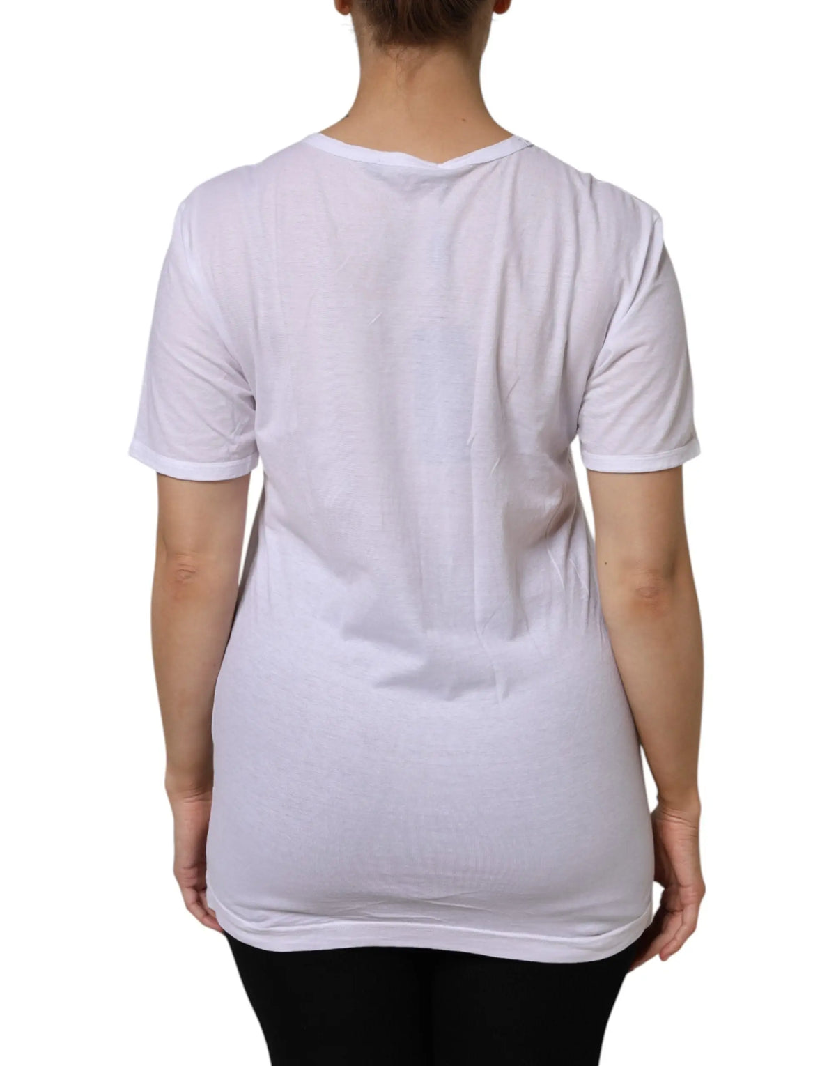 T-shirt dolce & gabbana blanc en coton à manches courtes avec col v simple pour un style décontracté
