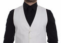 Dolce & gabbana veste blanche en mélange coton soie avec coupe ajustée et fermeture bouton discrète