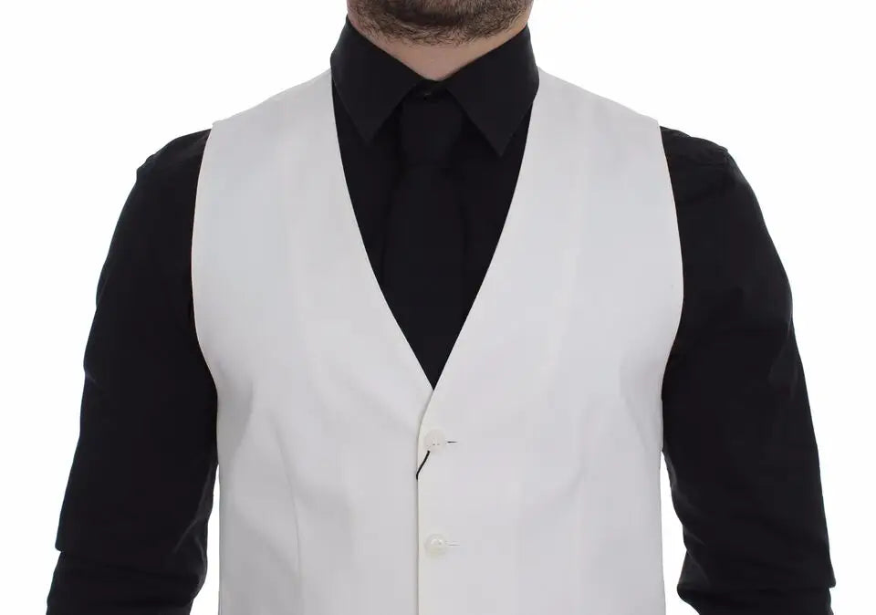 Dolce & gabbana veste blanche en mélange coton soie avec coupe ajustée et fermeture bouton discrète