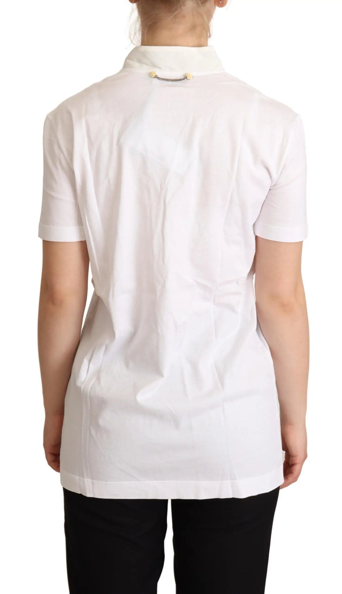 Polo blanc manches courtes avec col et boutons dorés en coton soie dolce gabbana i’m in love t shirt