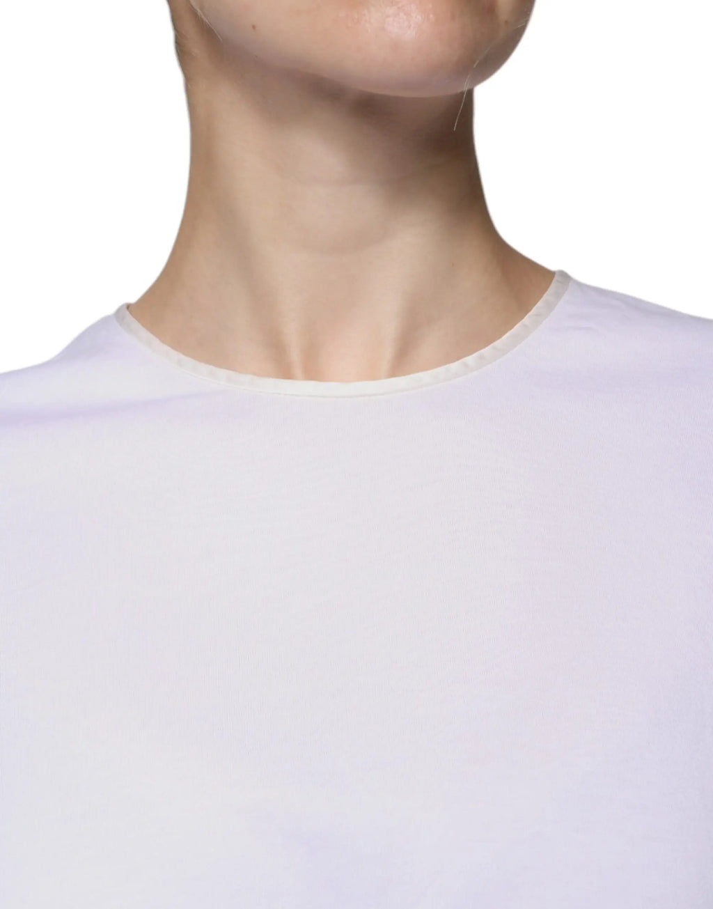 Blouse blanche Dolce & Gabbana en coton et soie avec col rond et tissu léger lisse