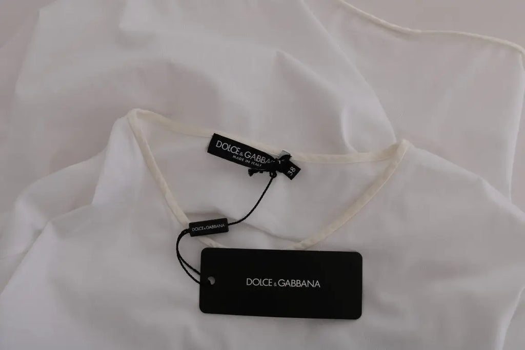 Blouse blanche dolce & gabbana en coton et soie avec tissu fluide et encolure délicate