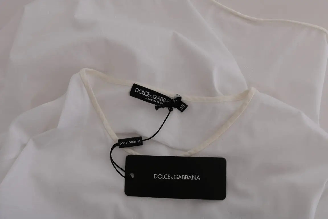 Blouse blanche dolce & gabbana en coton et soie avec tissu fluide et encolure délicate