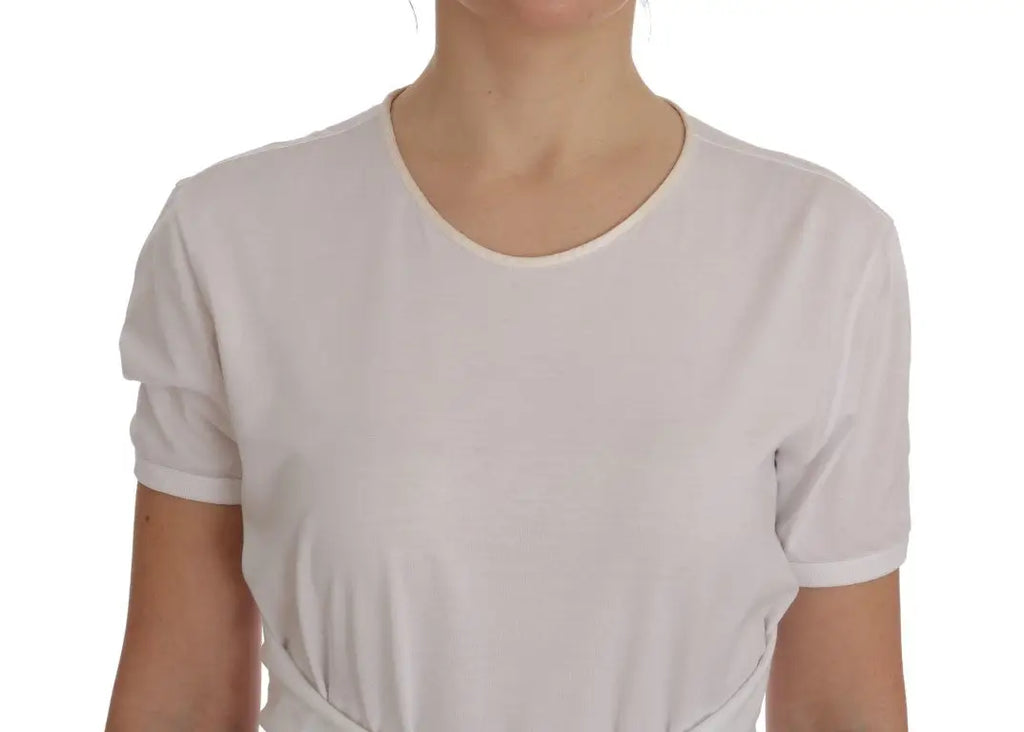 Dolce & gabbana t-shirt blanc en coton soie avec col rond et manches courtes simple et élégant