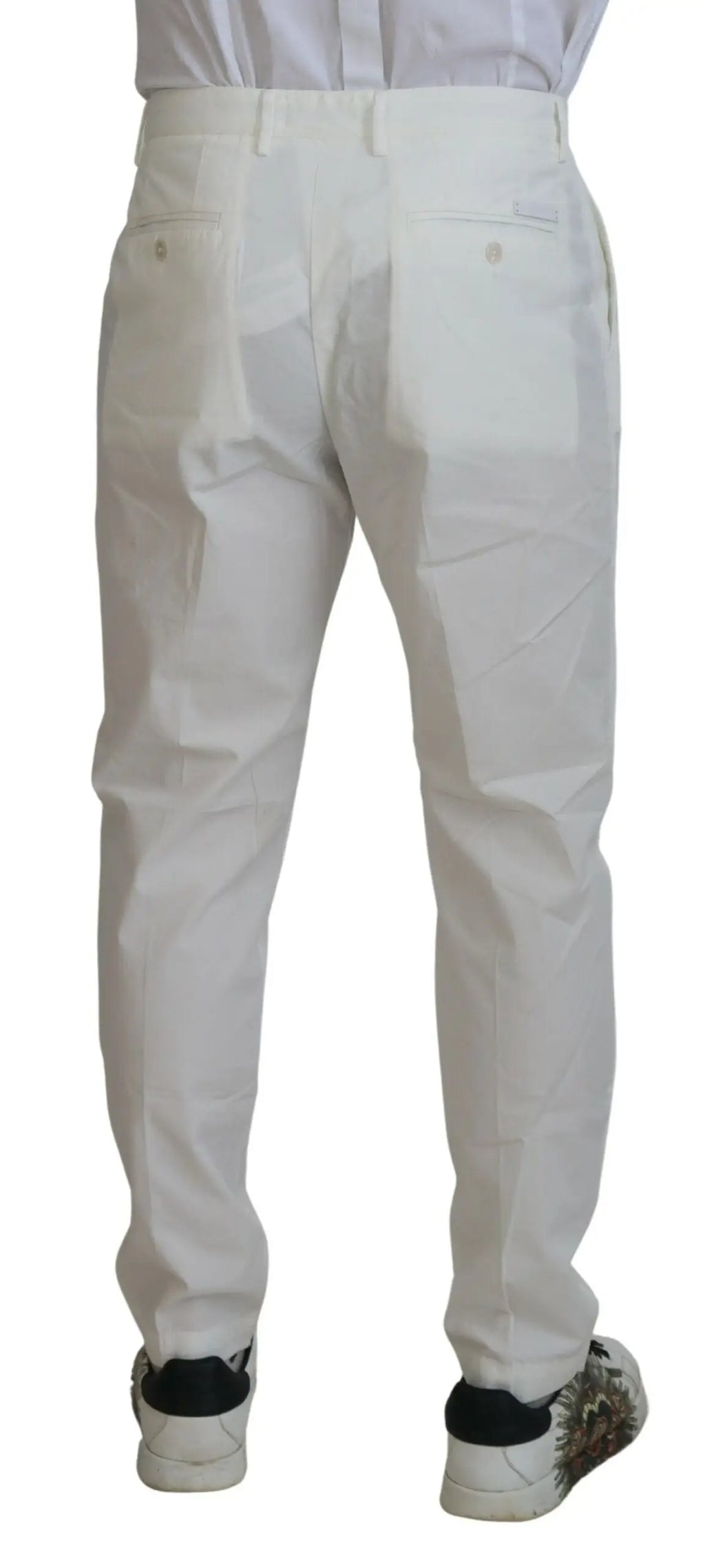 Pantalon chino skinny en coton blanc dolce & gabbana avec coupe ajustée et coutures subtiles