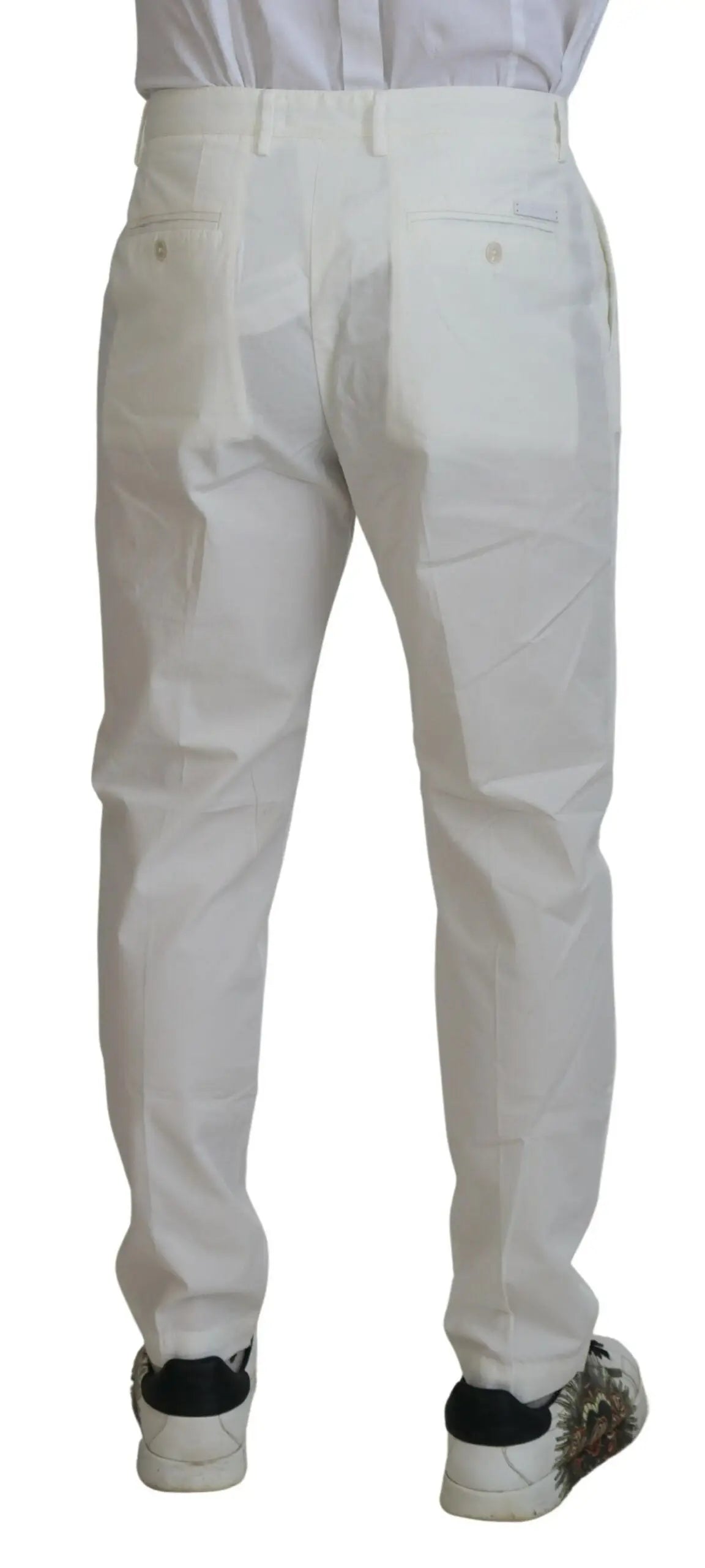 Pantalon chino skinny en coton blanc dolce & gabbana avec coupe ajustée et coutures subtiles