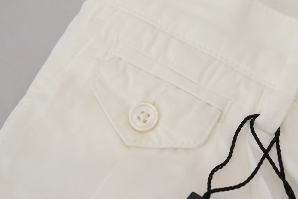 Pantalon chino skinny blanc en coton dolce & gabbana avec boutons blancs et coutures discrètes minimalistes