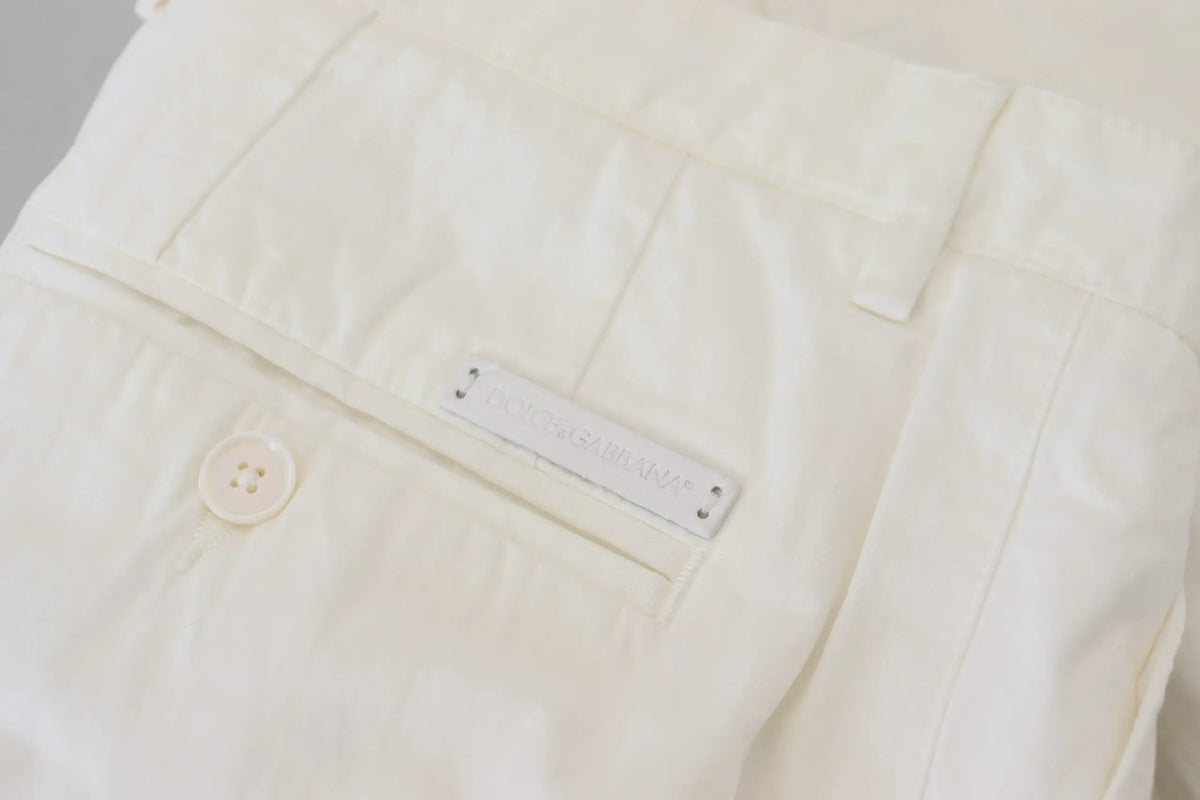 Pantalon chino skinny dolce & gabbana en coton blanc avec texture tissée subtile et étiquette minimaliste près de la taille