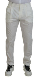 Pantalon chino skinny blanc en coton dolce gabbana avec coupe ajustée et plis nettes
