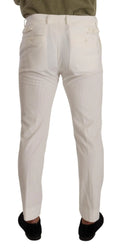 Pantalon skinny en coton velours blanc dolce & gabbana avec fines rayures blanches et poches arrière boutonnées vue dos