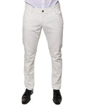 Jean slim blanc dolce gabbana en denim coton avec fermeture bouton noir et cinq poches classiques