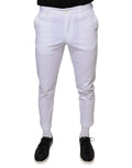 Pantalon habillé slim blanc en coton dolce & gabbana avec coupe ajustée et design épuré