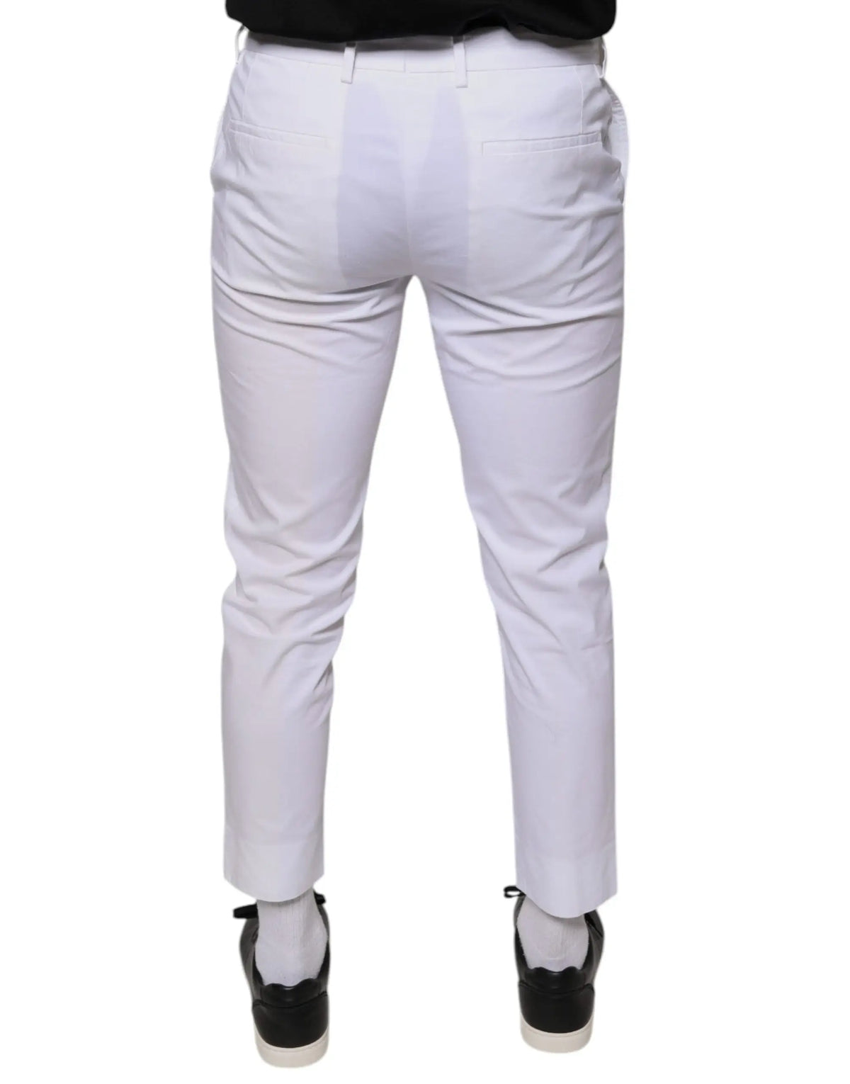Pantalon habillé slim en coton blanc dolce & gabbana avec coupe ajustée et plis subtils
