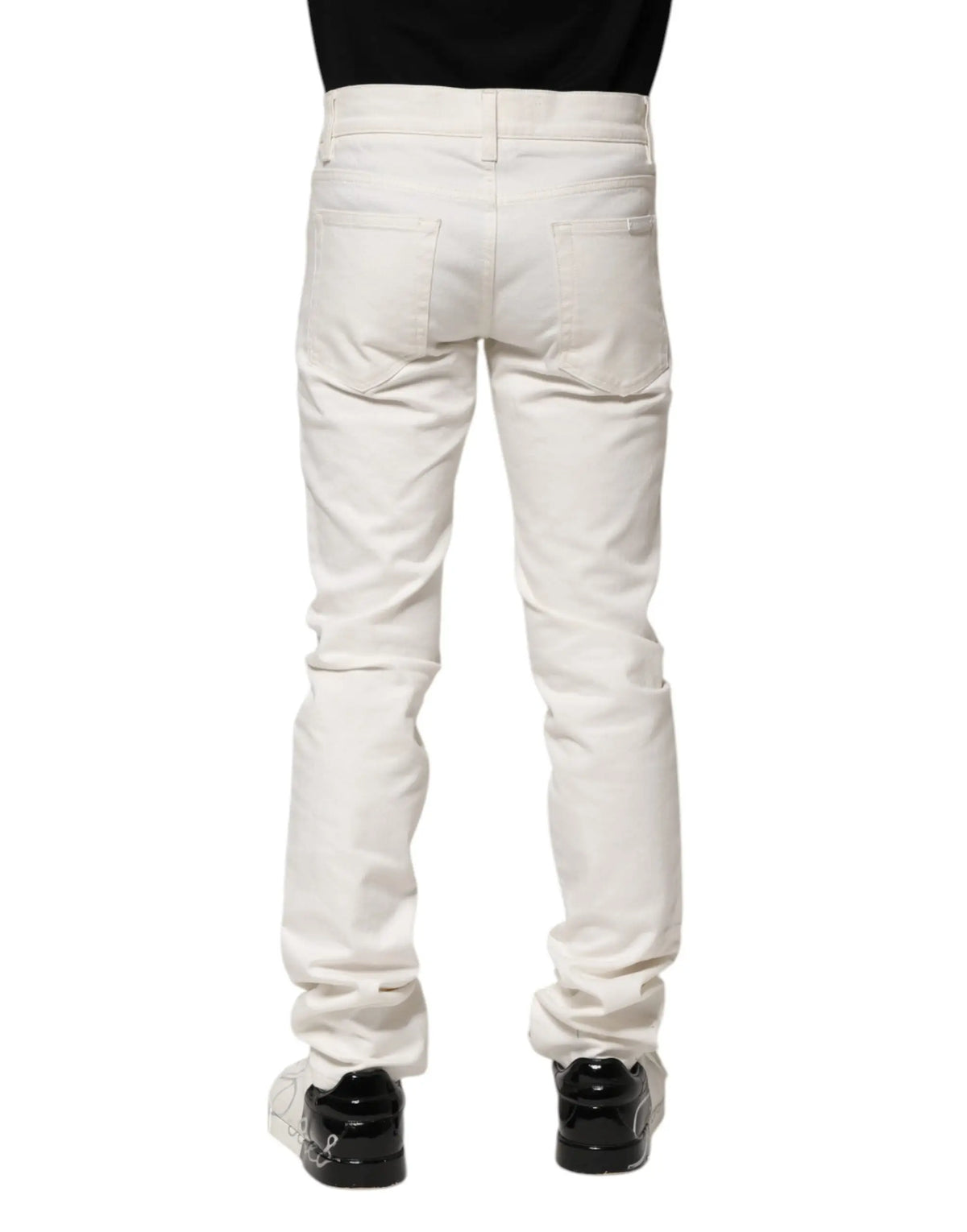 Jean slim blanc crème en denim coton pour homme dolce gabbana avec coupe moderne et détails de couture subtils