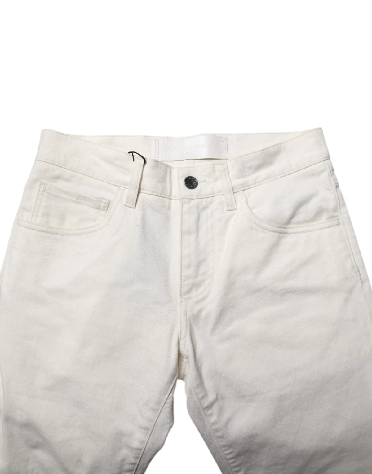 Jean slim blanc pour homme en coton dolce gabbana avec design classique cinq poches et fermeture bouton