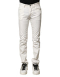 Dolce & gabbana white cotton skinny men denim jeans en jean blanc slim fit avec coupe moderne et coutures discrètes