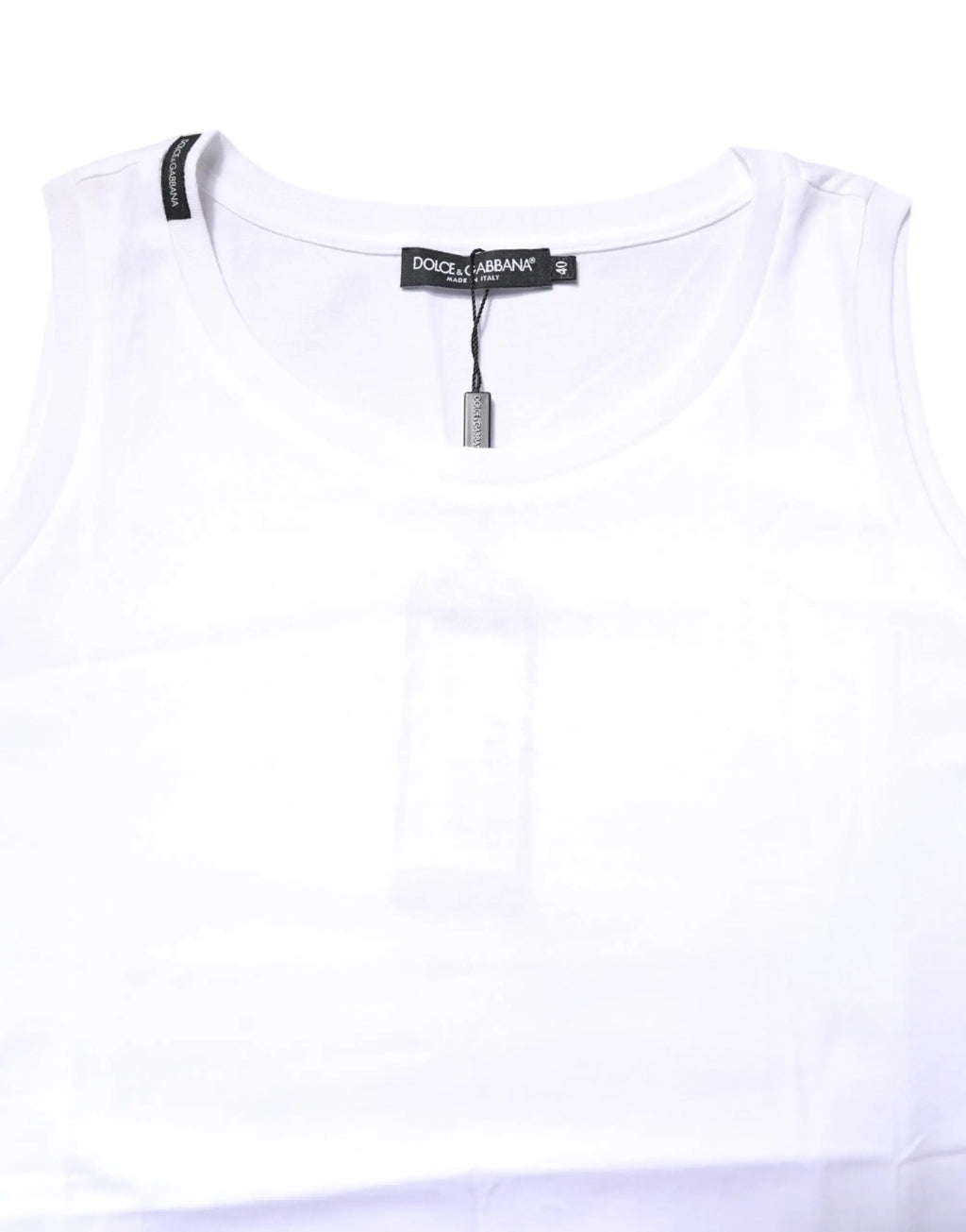 Top sans manches blanc dolce & gabbana en coton avec encolure ronde simple et tissu lisse