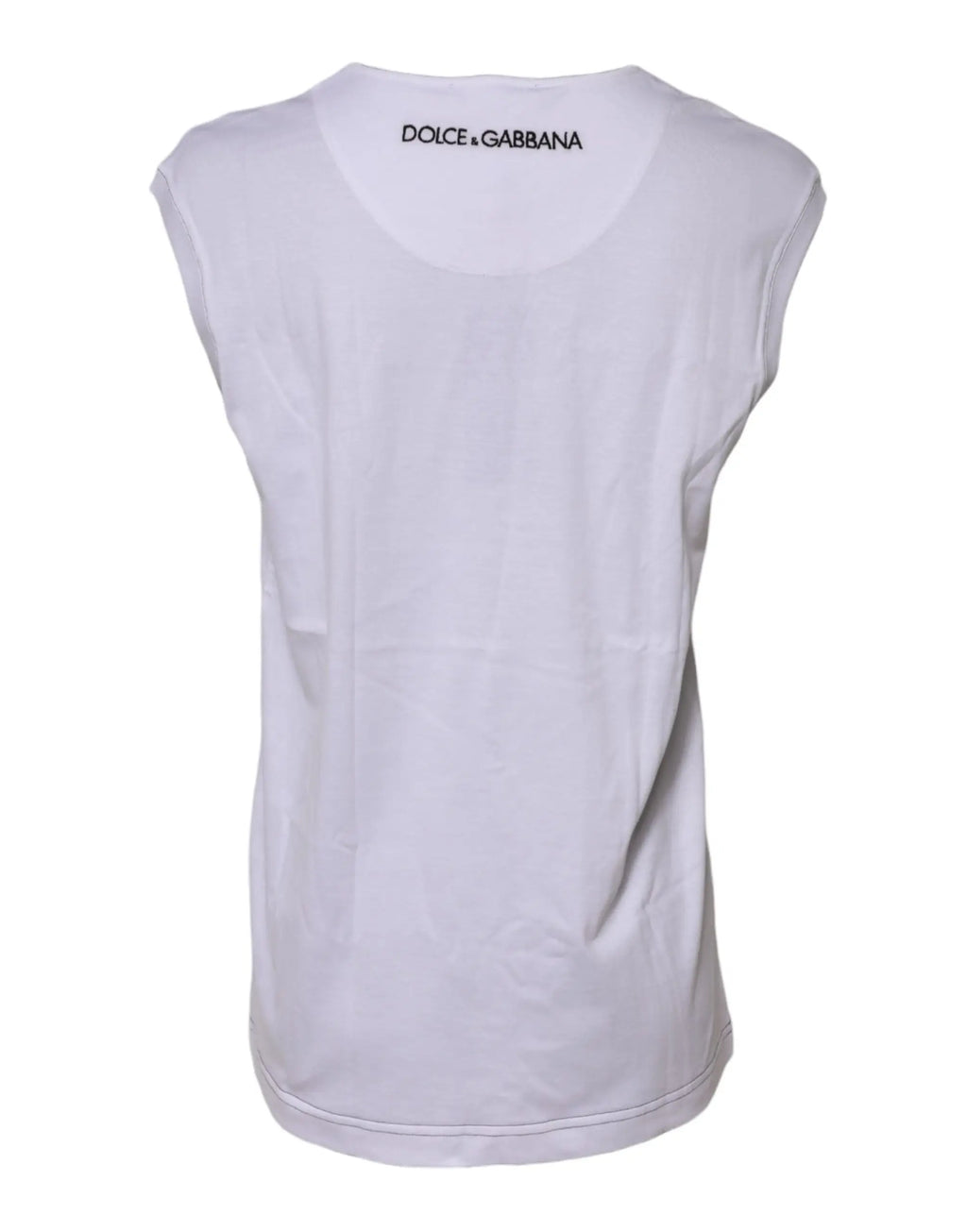 Débardeur blanc dolce & gabbana en coton sans manches avec logo subtil au niveau du col et design épuré