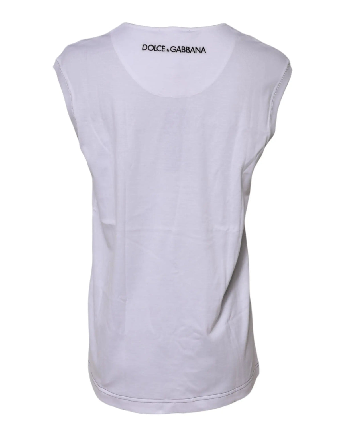 Débardeur blanc dolce & gabbana en coton sans manches avec logo subtil au niveau du col et design épuré