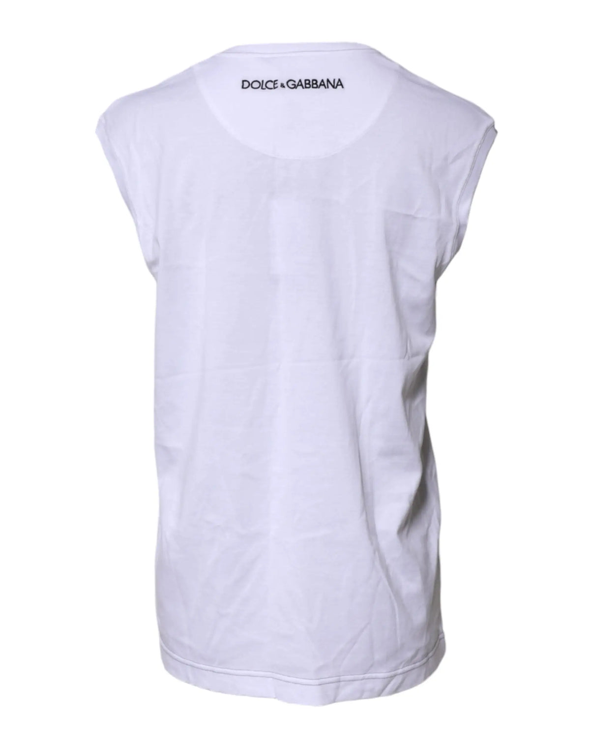 Dolce & gabbana débardeur blanc en coton avec design simple et logo discret au niveau du col