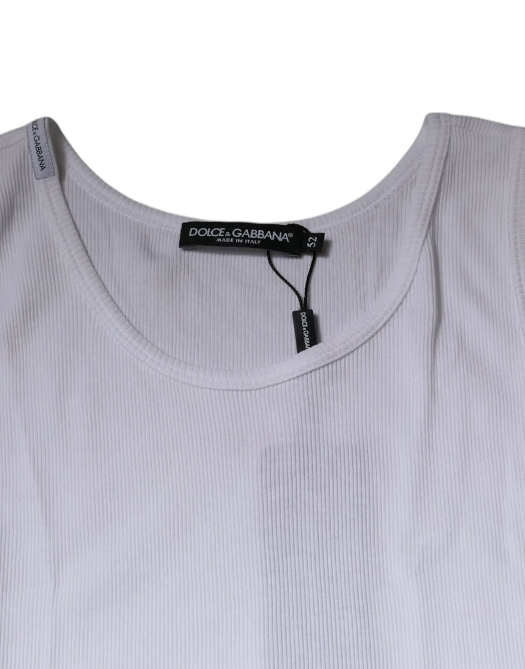 Débardeur blanc en coton côtelé sans manches dolce & gabbana col rond confortable et élégant