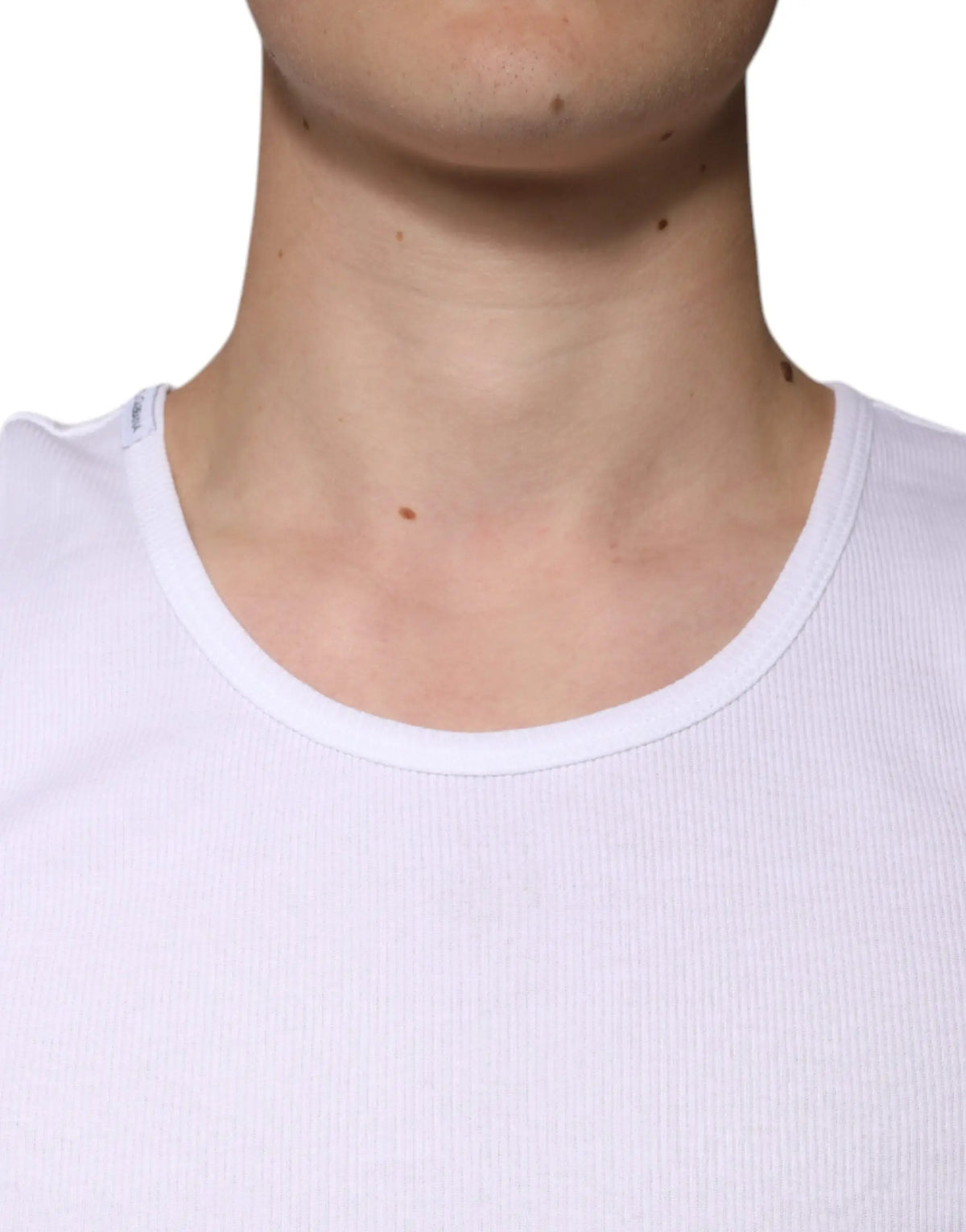 Débardeur dolce & gabbana blanc en coton côtelé sans manches col rond pour un style décontracté