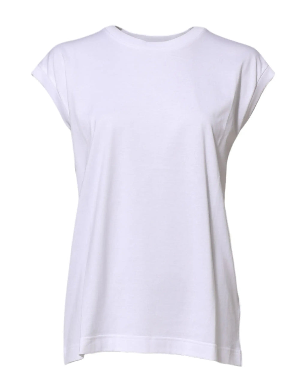 T-shirt débardeur femme dolce & gabbana blanc en coton avec manches courtes amples et encolure arrondie