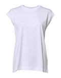 Dolce & gabbana t-shirt blanc en coton sans manches pour femme avec encolure arrondie et coupe ample