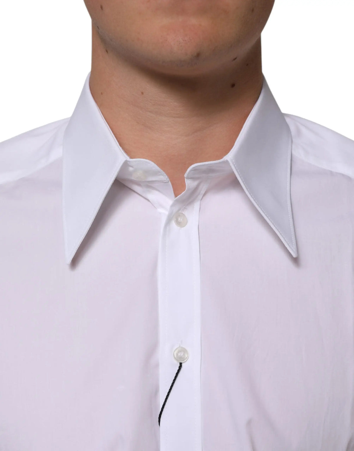 Chemise blanche en coton dolce gabbana slim fit à col classique avec coutures discrètes pour homme formel
