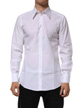 Chemise blanche pour homme dolce gabbana en coton slim fit à col pointu et boutonnage avant classique