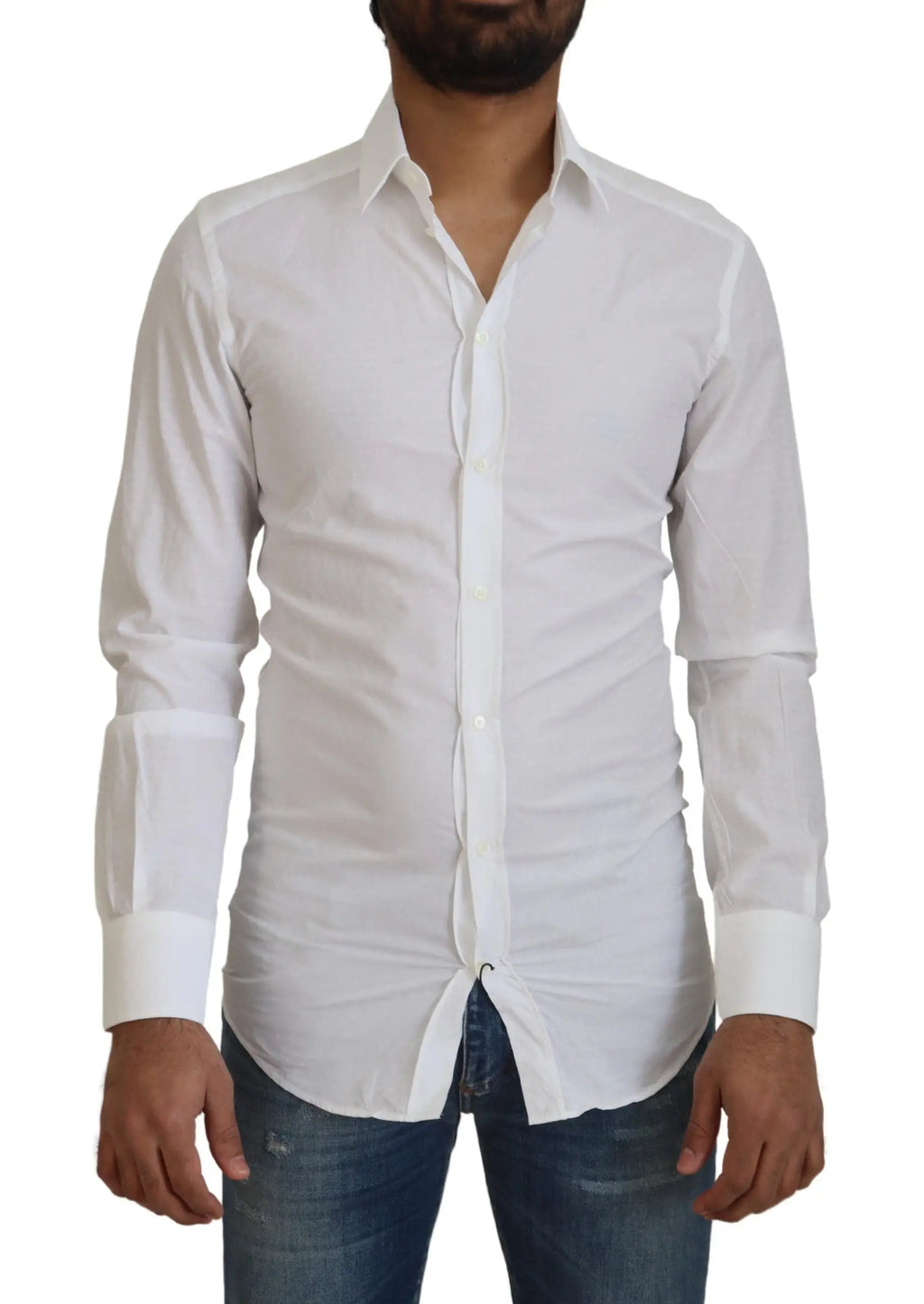 Chemise blanche homme dolce & gabbana slim fit en coton lisse col classique boutonnée devant formelle